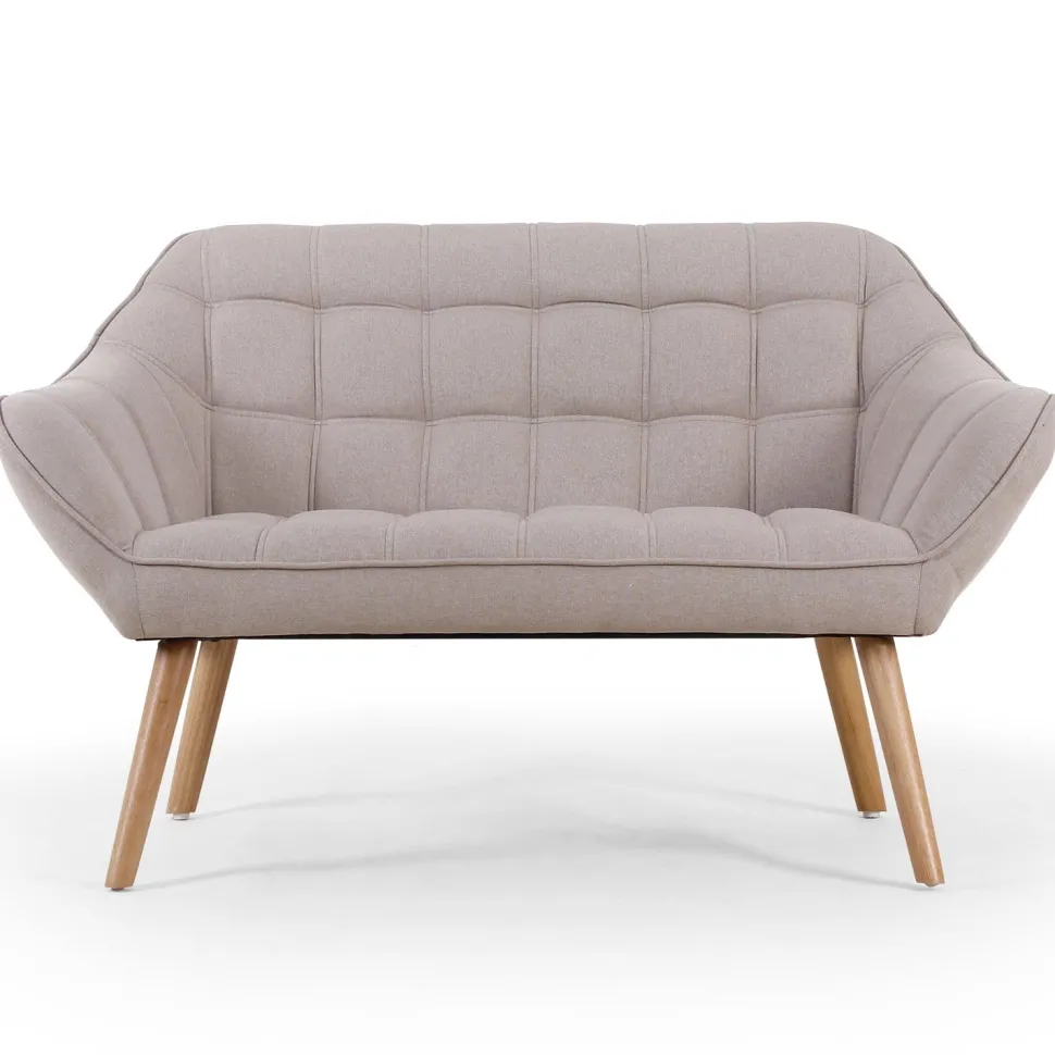 Canapé 2 places Scandinave Zentao Tissu Beige