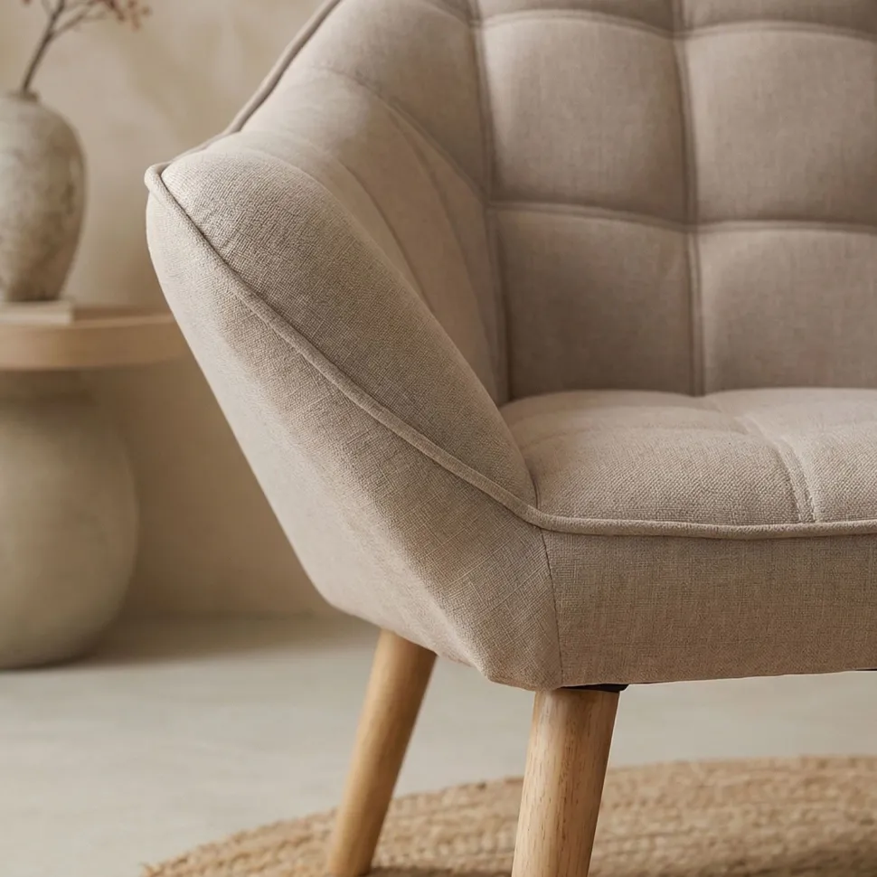Canapé 2 places Scandinave Zentao Tissu Beige