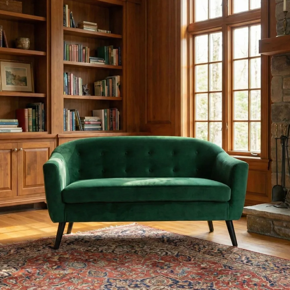 Canapé 2 places scandinave Savoy Velours Vert