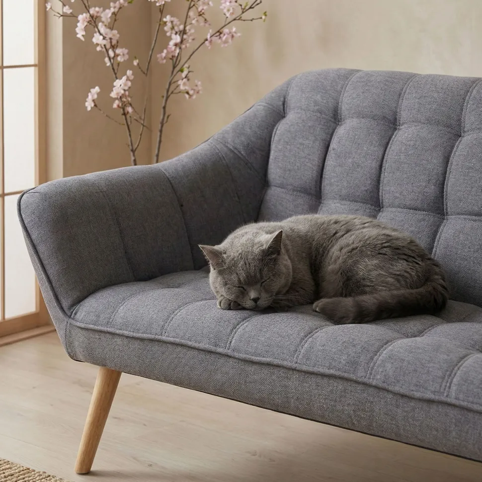 Canapé 3 places Scandinave Zentao Tissu Gris Clair