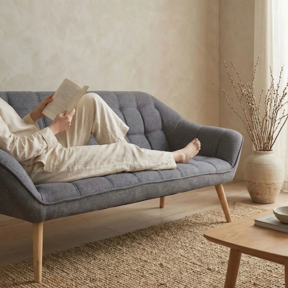 Canapé 3 places Scandinave Zentao Tissu Gris Clair