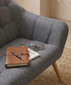 Canapé 2 places Scandinave Zentao Tissu Gris Clair