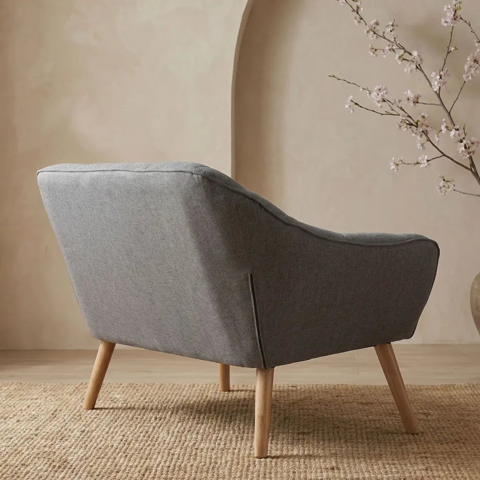 Canapé 2 places Scandinave Zentao Tissu Gris Clair