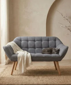Canapé 2 places Scandinave Zentao Tissu Gris Clair