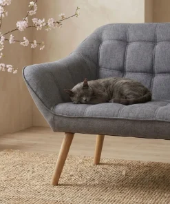 Canapé 2 places Scandinave Zentao Tissu Gris Clair