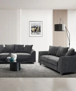 Canapé contemporain 3 places Mozart Velours côtelé Gris foncé