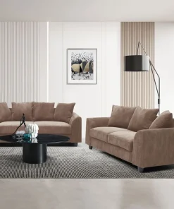 Canapé contemporain 3 places Mozart Velours côtelé Marron