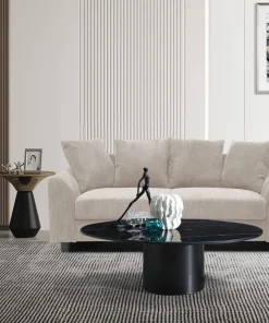 Canapé contemporain 3 places Mozart Velours côtelé Beige