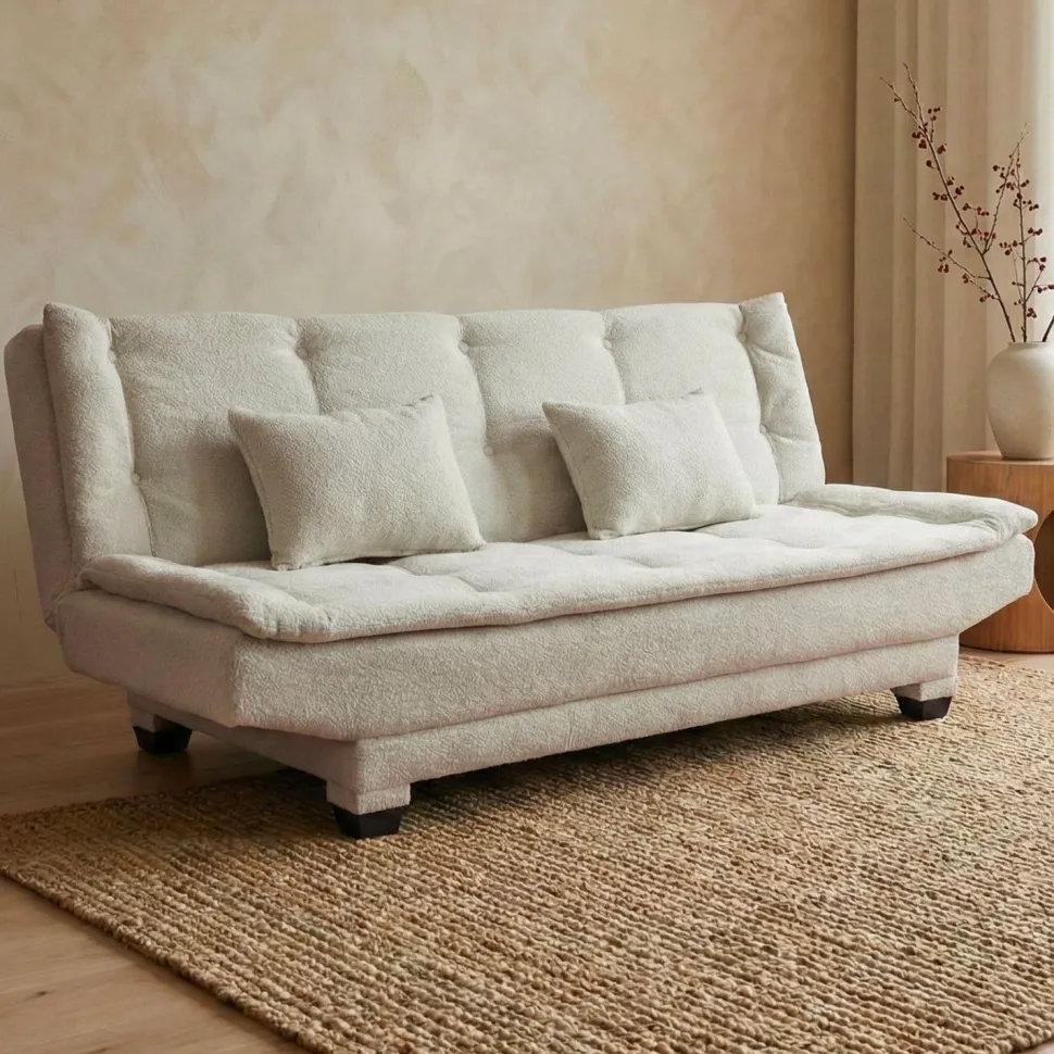 Canapé convertible 3 places Lefkada Tissu texturé Beige