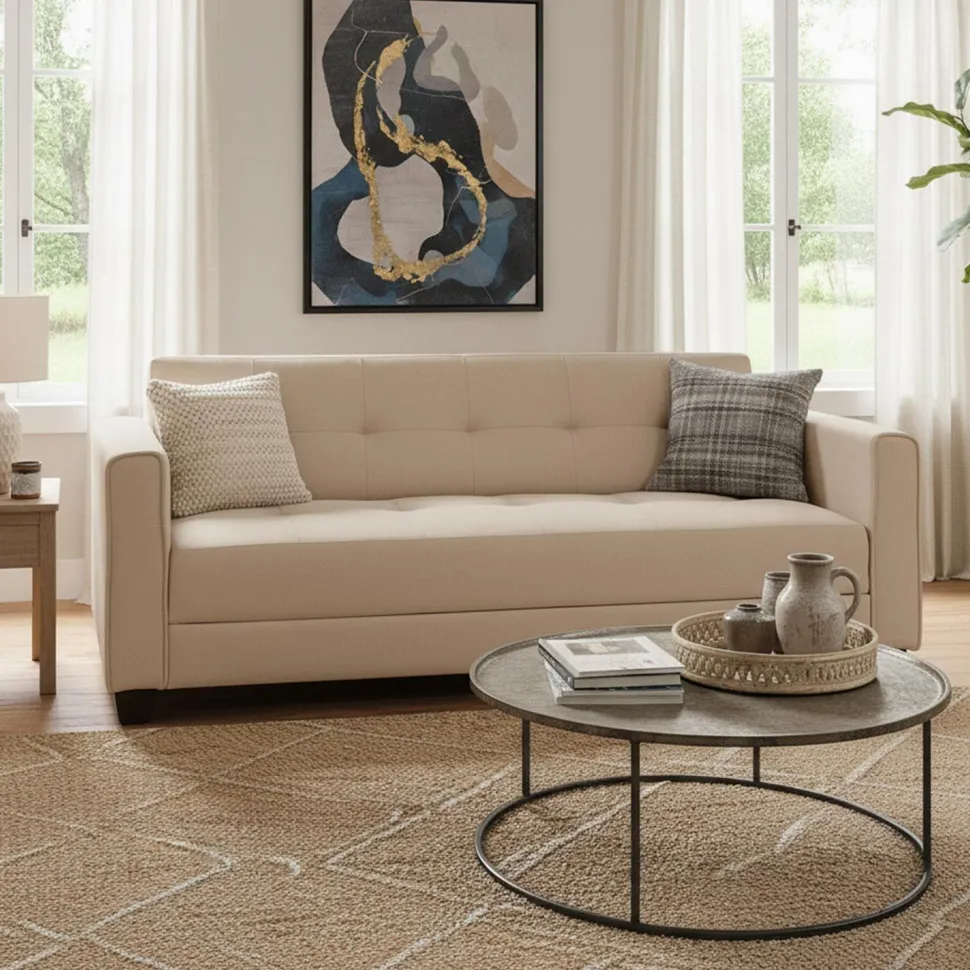 Canapé convertible 3 places Clayton Tissu Beige