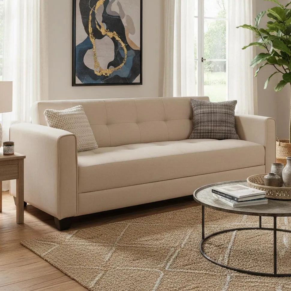 Canapé convertible 3 places Clayton Tissu Beige