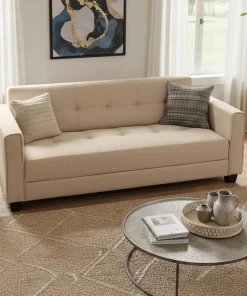 Canapé convertible 3 places Clayton Tissu Beige