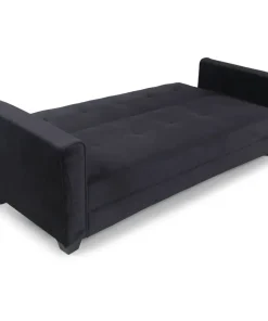 Canapé convertible 3 places Clayton Velours Noir