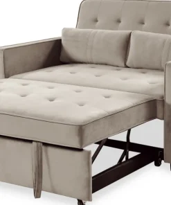 Canapé convertible 2 places Komaria Velours Beige