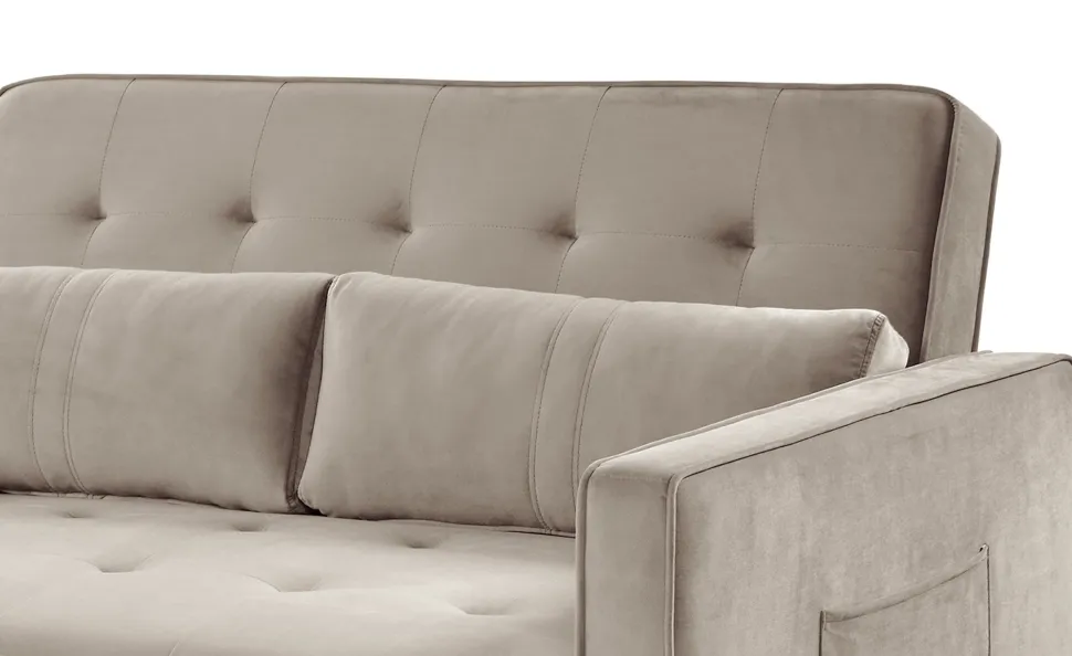 Canapé convertible 2 places Komaria Velours Beige