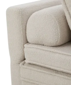 Canapé convertible 2 places Komaria Tissu bouclette Crème