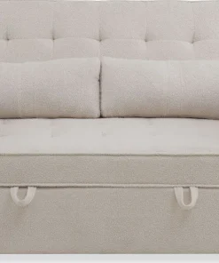 Canapé convertible 2 places Komaria Tissu bouclette Crème