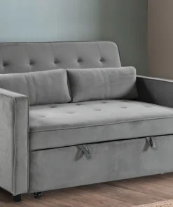 Canapé convertible 2 places Komaria Velours Gris
