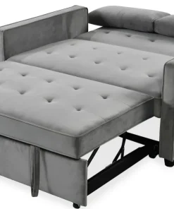 Canapé convertible 2 places Komaria Velours Gris