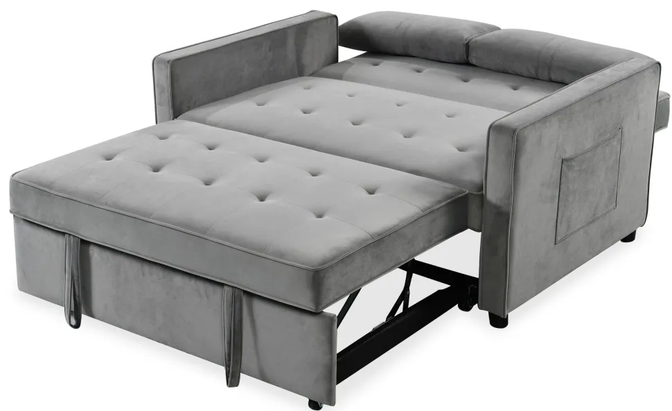 Canapé convertible 2 places Komaria Velours Gris