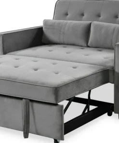 Canapé convertible 2 places Komaria Velours Gris
