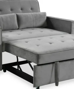 Canapé convertible 2 places Komaria Velours Gris