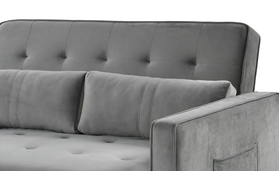 Canapé convertible 2 places Komaria Velours Gris