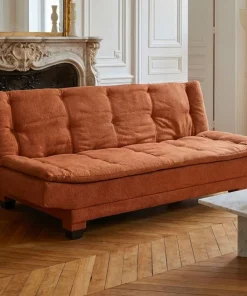 Canapé convertible 3 places Lefkada Tissu texturé Orange terracotta
