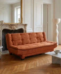 Canapé convertible 3 places Lefkada Tissu texturé Orange terracotta