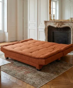 Canapé convertible 3 places Lefkada Tissu texturé Orange terracotta