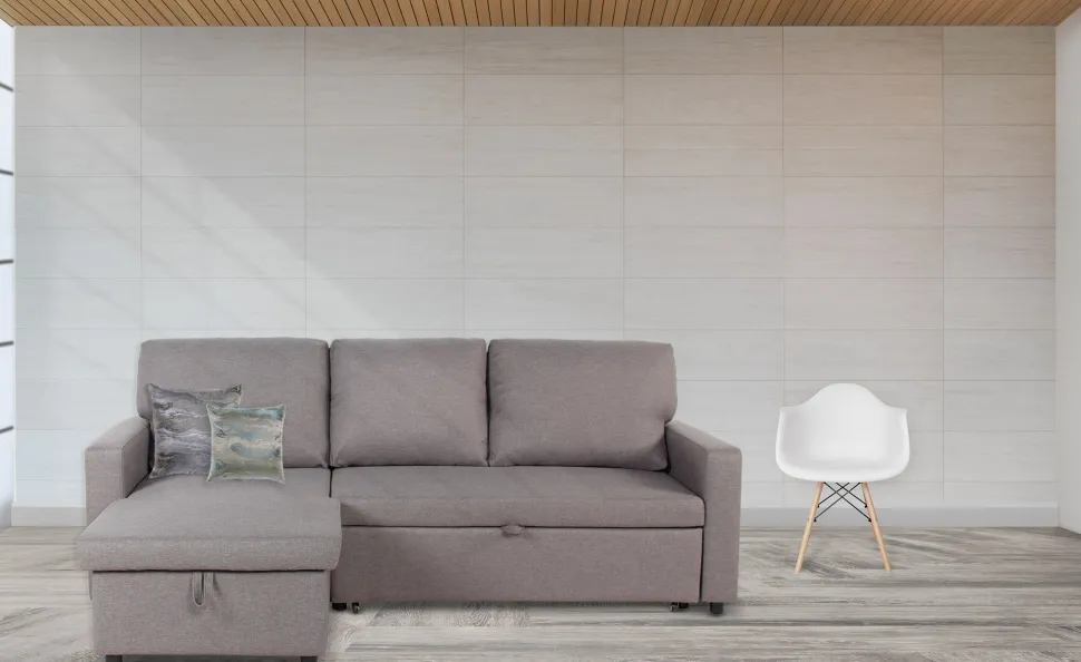 Canapé convertible avec angle réversible Baleares Tissu Gris clair