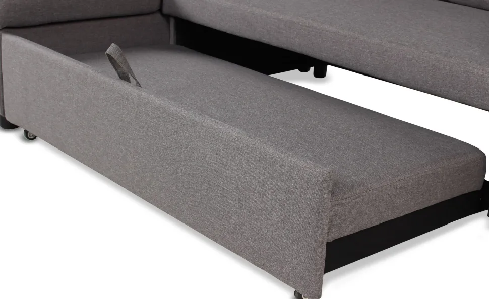 Canapé convertible avec angle réversible Baleares Tissu Gris clair