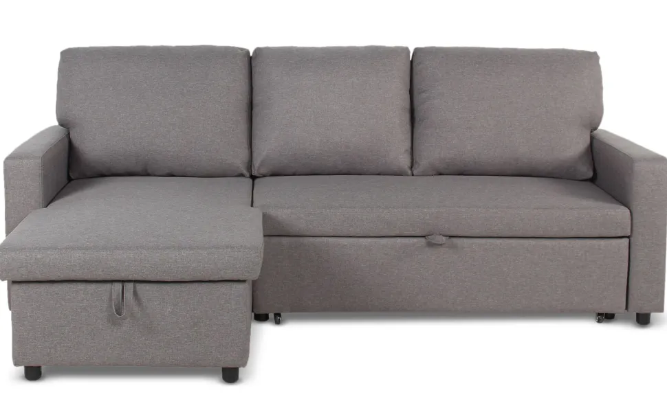Canapé convertible avec angle réversible Baleares Tissu Gris clair