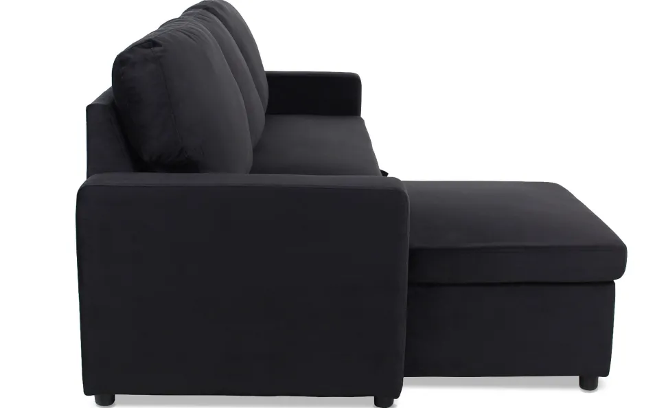 Canapé convertible avec angle réversible Baleares Velours Noir