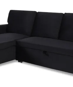 Canapé convertible avec angle réversible Baleares Velours Noir