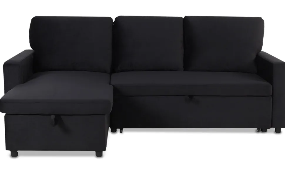 Canapé convertible avec angle réversible Baleares Velours Noir