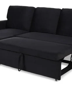 Canapé convertible avec angle réversible Baleares Velours Noir