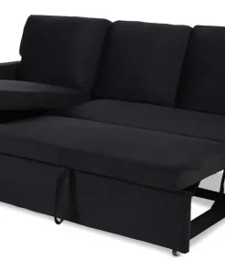 Canapé convertible avec angle réversible Baleares Velours Noir
