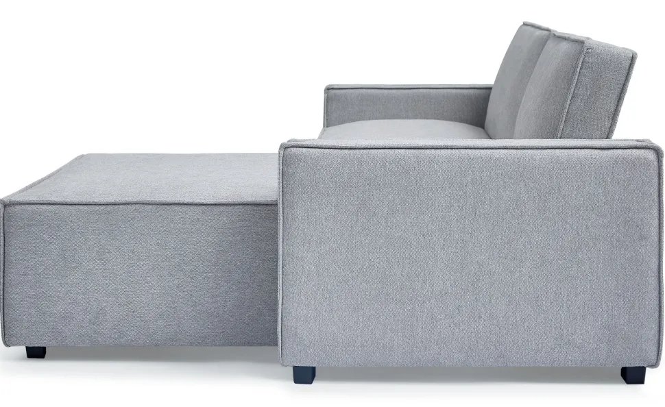 Canapé convertible cic-clac avec angle réversible Pikado Tissu effet lin Gris clair