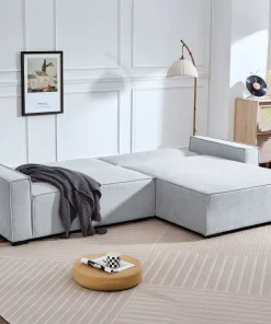 Canapé convertible cic-clac avec angle réversible Pikado Tissu effet lin Gris clair