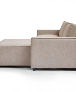 Canapé convertible cic-clac avec angle réversible Pikado Tissu effet lin Taupe clair