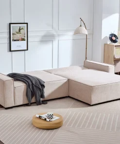 Canapé convertible cic-clac avec angle réversible Pikado Tissu effet lin Taupe clair