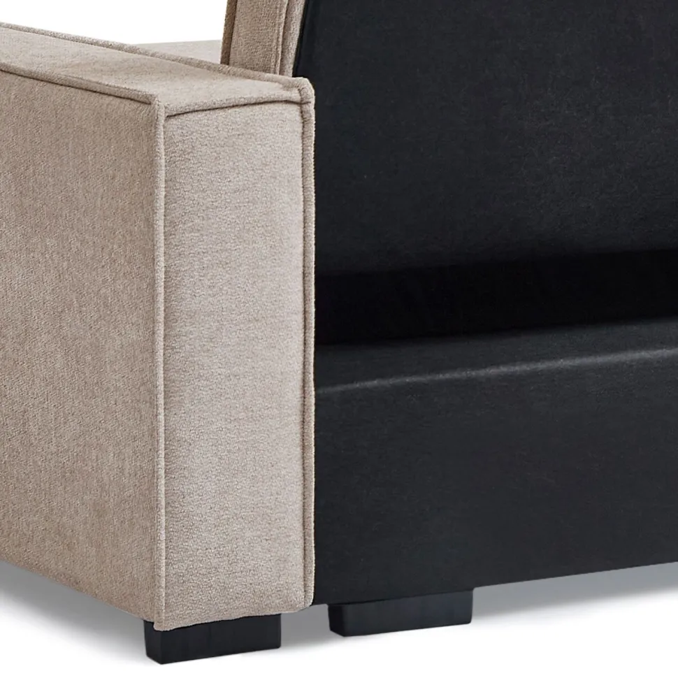 Canapé convertible cic-clac avec angle réversible Pikado Tissu effet lin Taupe clair
