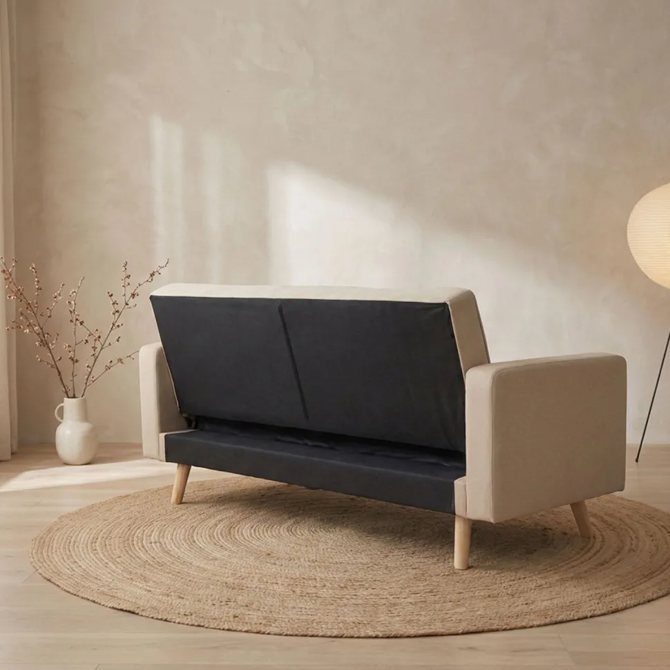 Canapé convertible clic-clac scandinave Slow Tissu Beige