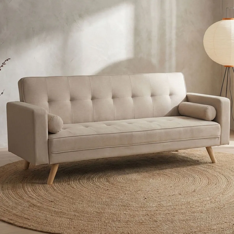 Canapé convertible clic-clac scandinave Slow Tissu Beige