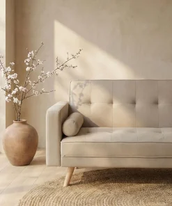 Canapé convertible clic-clac scandinave Slow Tissu Beige