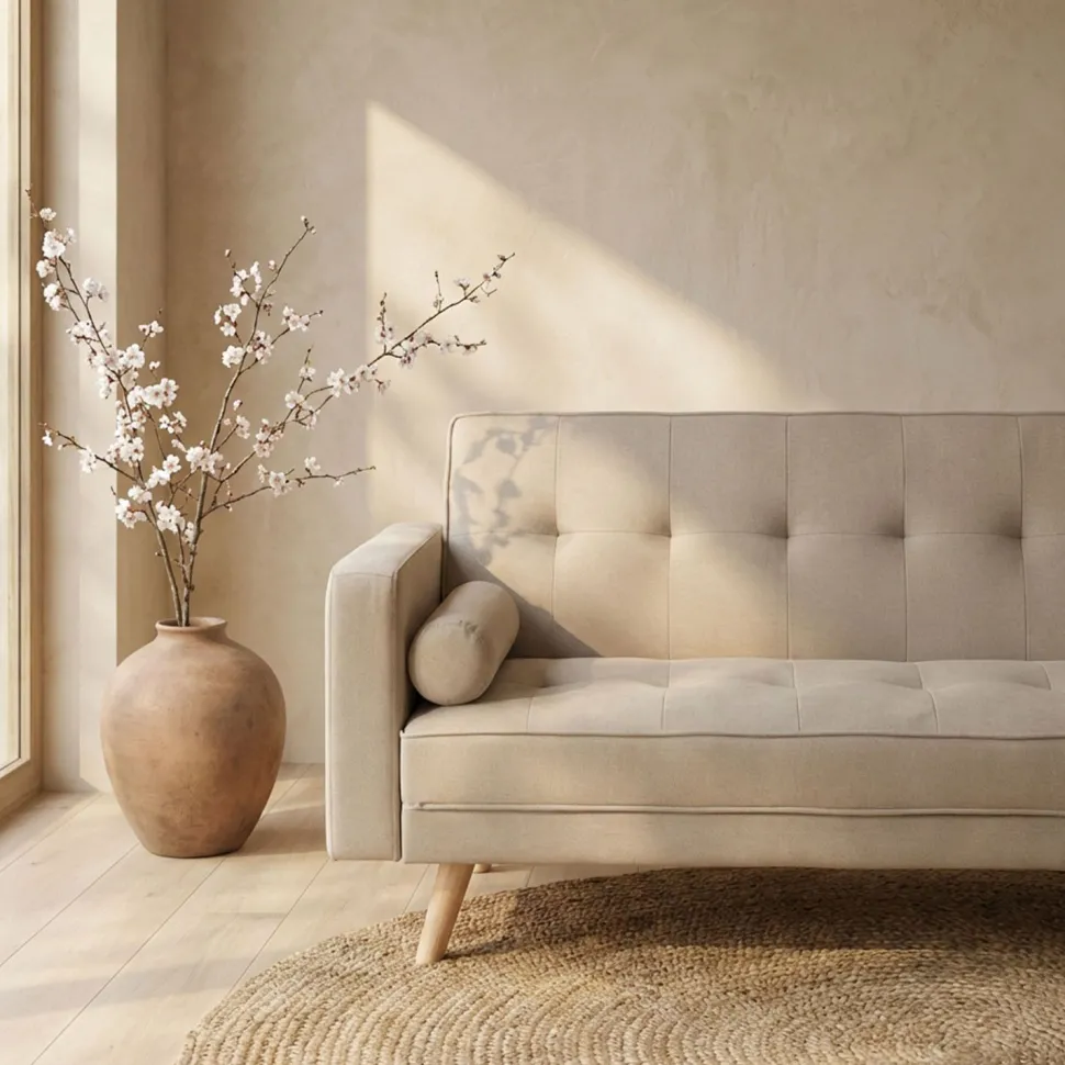 Canapé convertible clic-clac scandinave Slow Tissu Beige