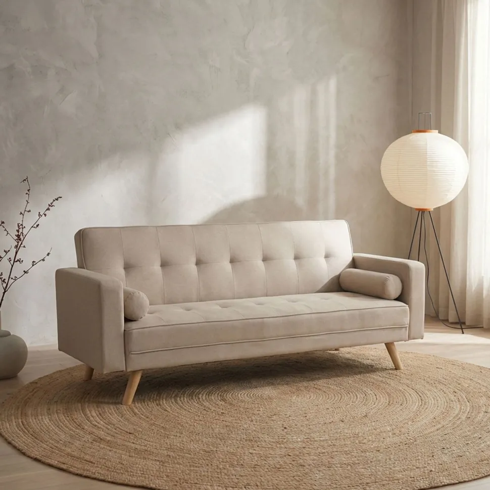 Canapé convertible clic-clac scandinave Slow Tissu Beige