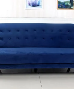 Canapé convertible clic-clac scandinave Helios velours Bleu