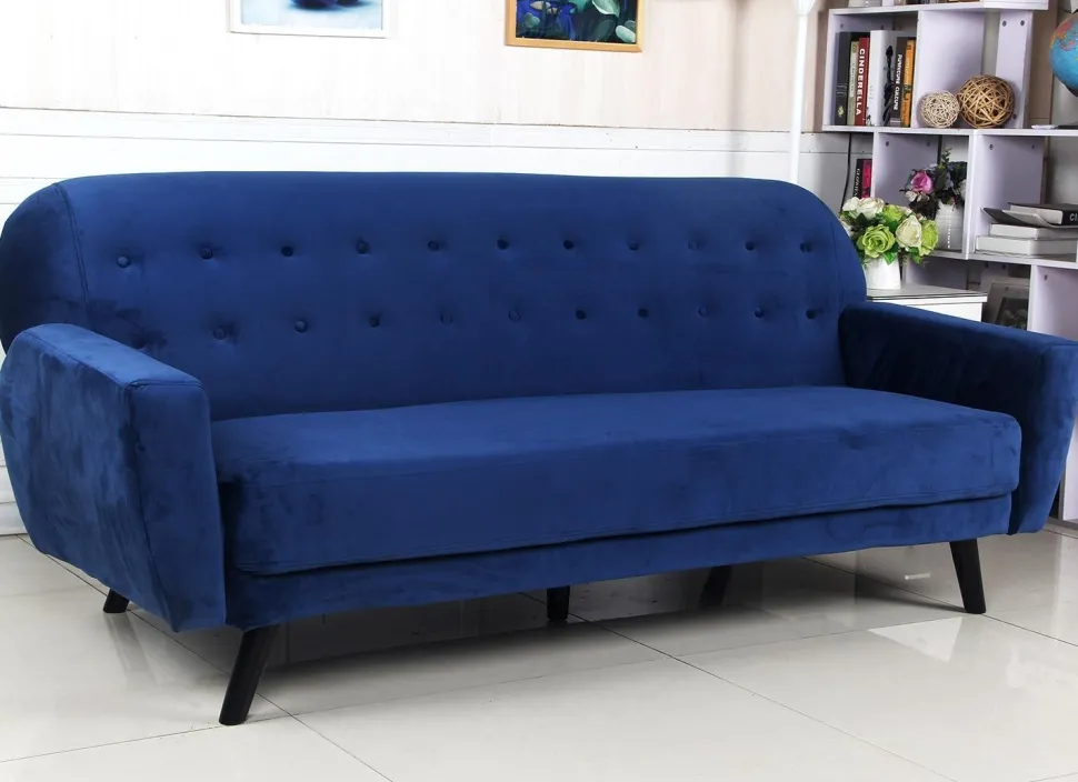 Canapé convertible clic-clac scandinave Helios velours Bleu